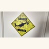Panneau "Danger Sharks" 20cm x 20cm Illustration Originale Grand Requin Blanc Impression 3D