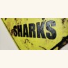 Panneau "Danger Sharks" 20cm x 20cm Illustration Originale Grand Requin Blanc Impression 3D